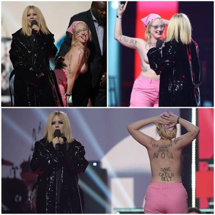 
Avril Lavigne’s Juno Awards Speech Interrupted by Topless Protestor 