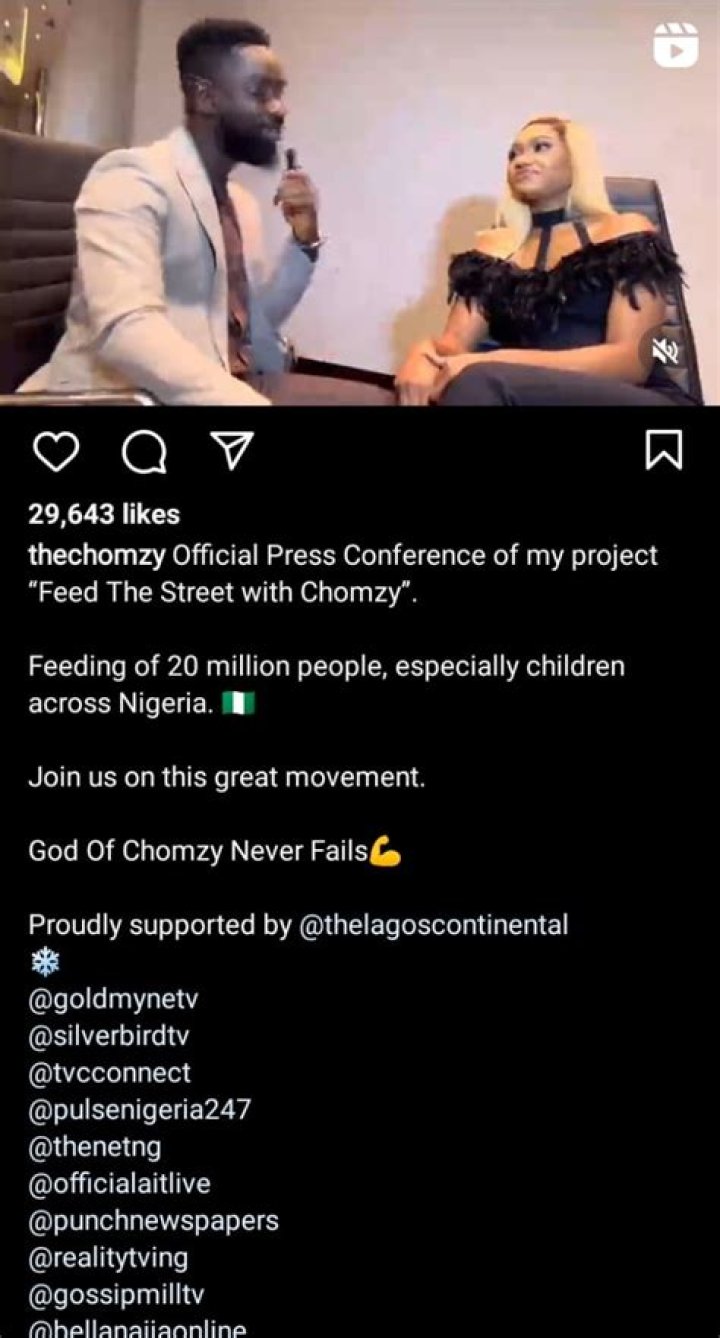 
Chomzy Set To Feed 20 Million Nigerians 