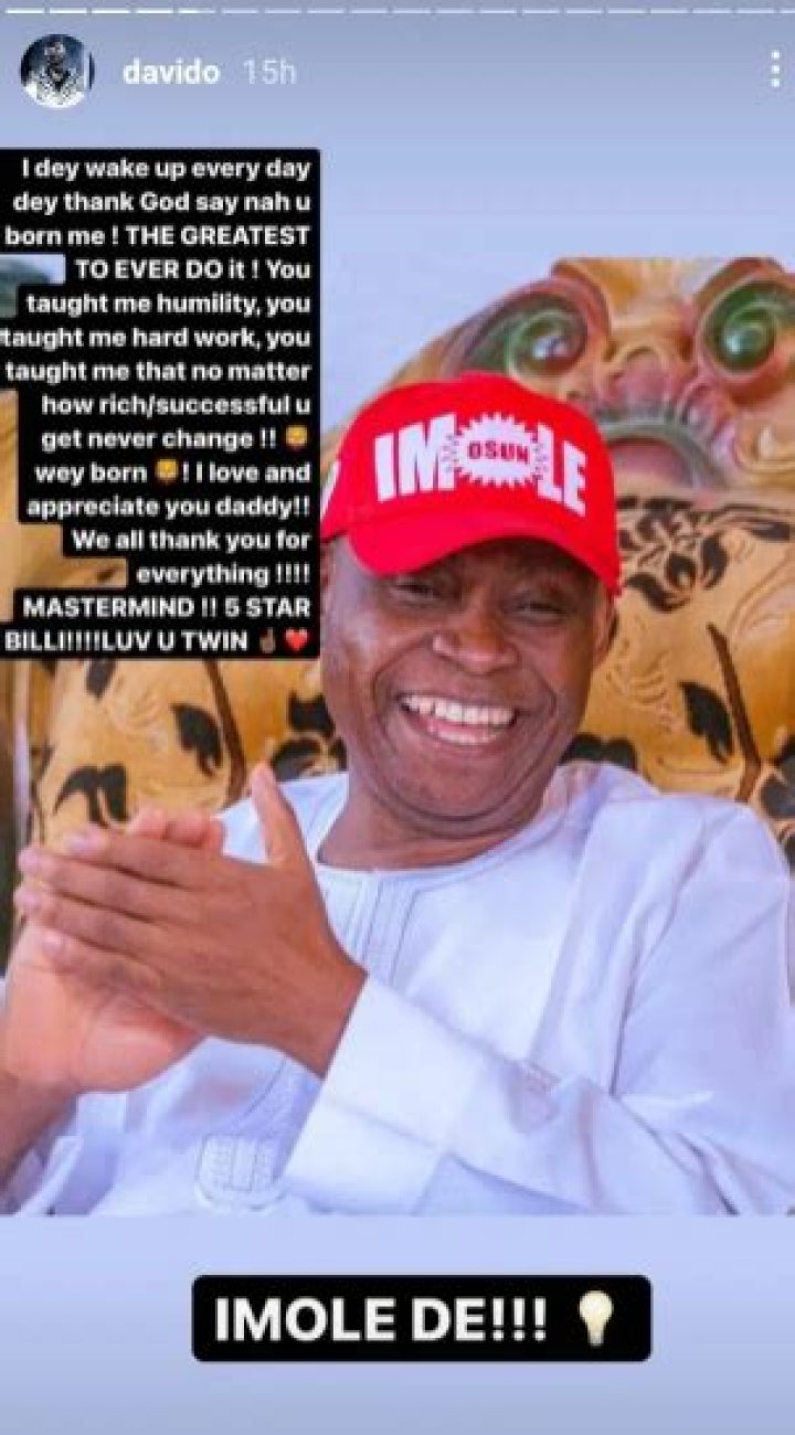 
Davido Writes Heartfelt Note To Father, Appreciates Him For Teaching Him Great Life Lessons 