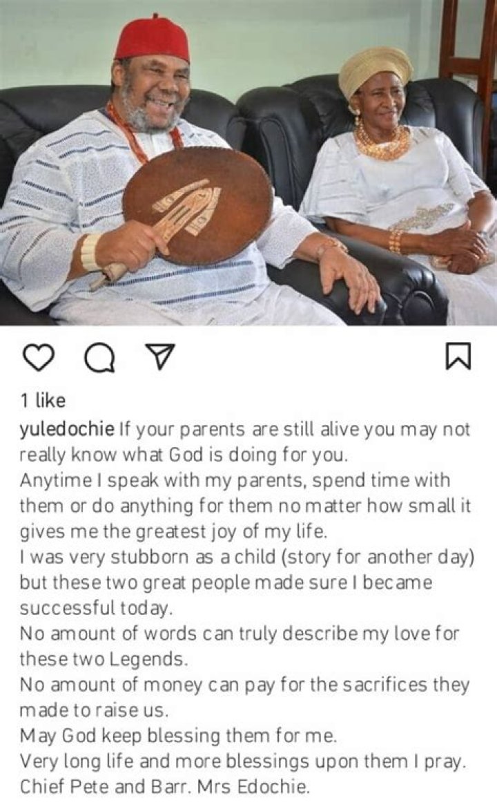 
“I was very stubborn as a child” Yul Edochie admits in deep message about his parents 