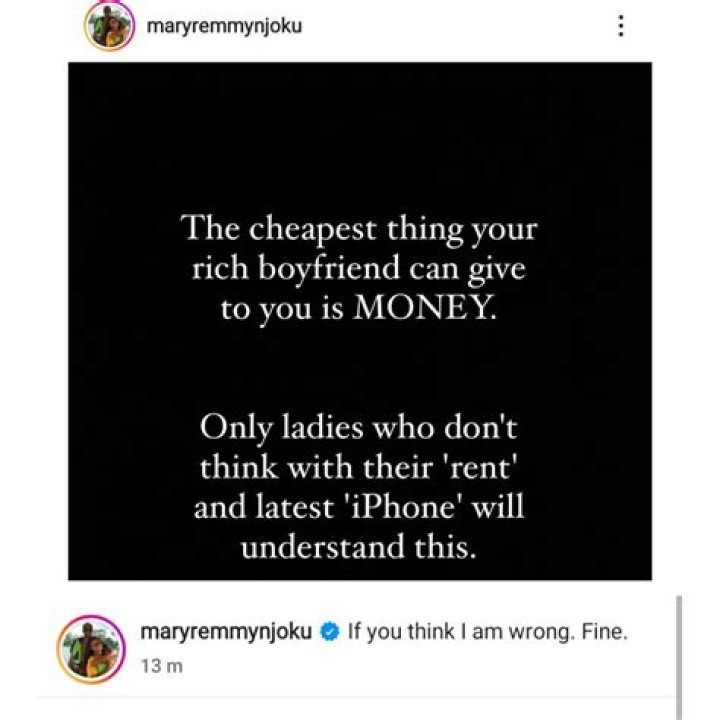 
The Cheapest Thing Your Rich Boyfriend Can Give You Is Money – Actress Mary Njoku Schools Ladies 