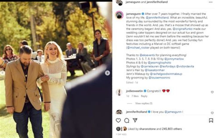 
Wedding bells: James Gunn ties the knot in enchanting ceremony 